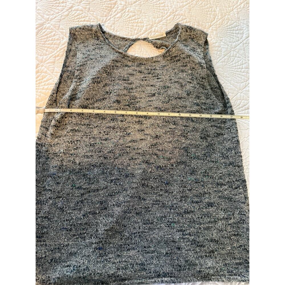 Eileen Fisher Sleeveless Knit Sweater Top Size Medium Open Back Blue Linen Blend - Picture 3 of 7